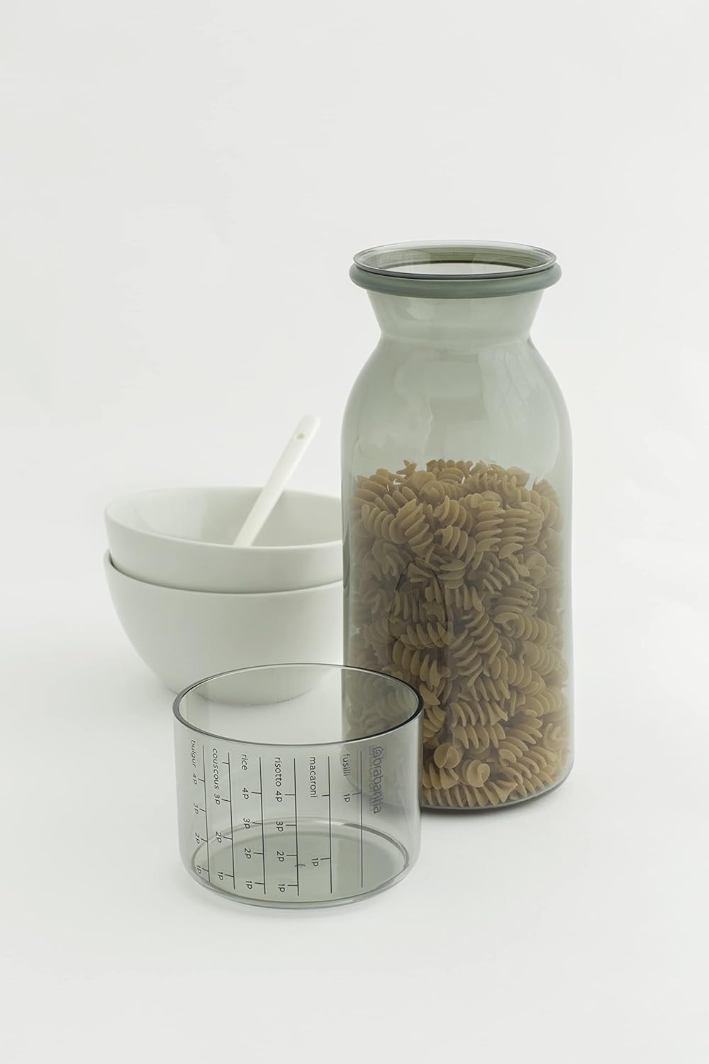 Storage Jar with Measuring Cup (Set of 2) 1.3 Litre - Dark Grey