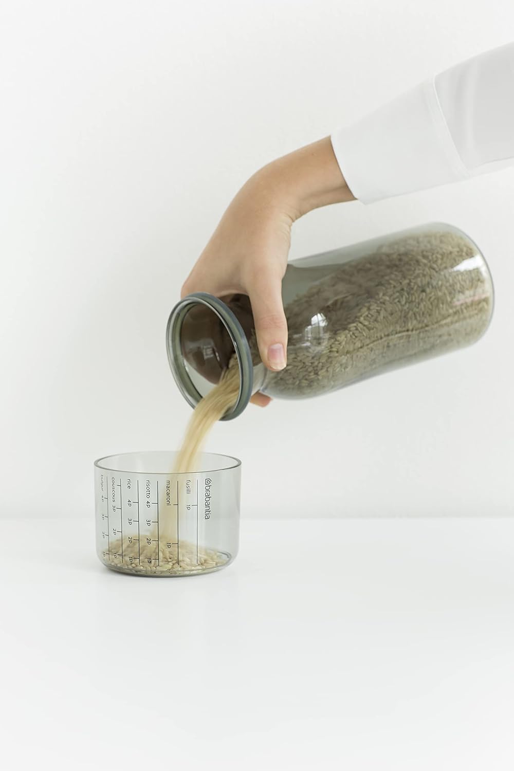 Storage Jar with Measuring Cup (Set of 2) 1.3 Litre - Dark Grey