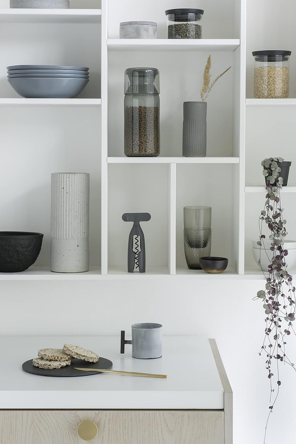 Storage Jar with Measuring Cup (Set of 2) 1.3 Litre - Dark Grey