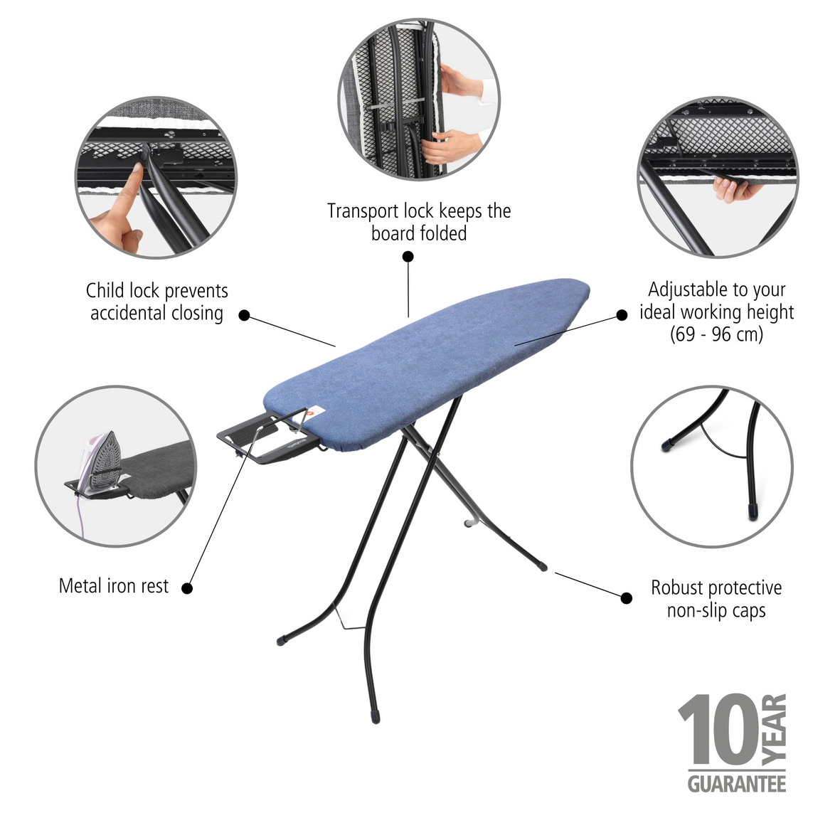 Ironing Board (Size B) SIR (Steam Iron Rest) 124x38cm/22mm