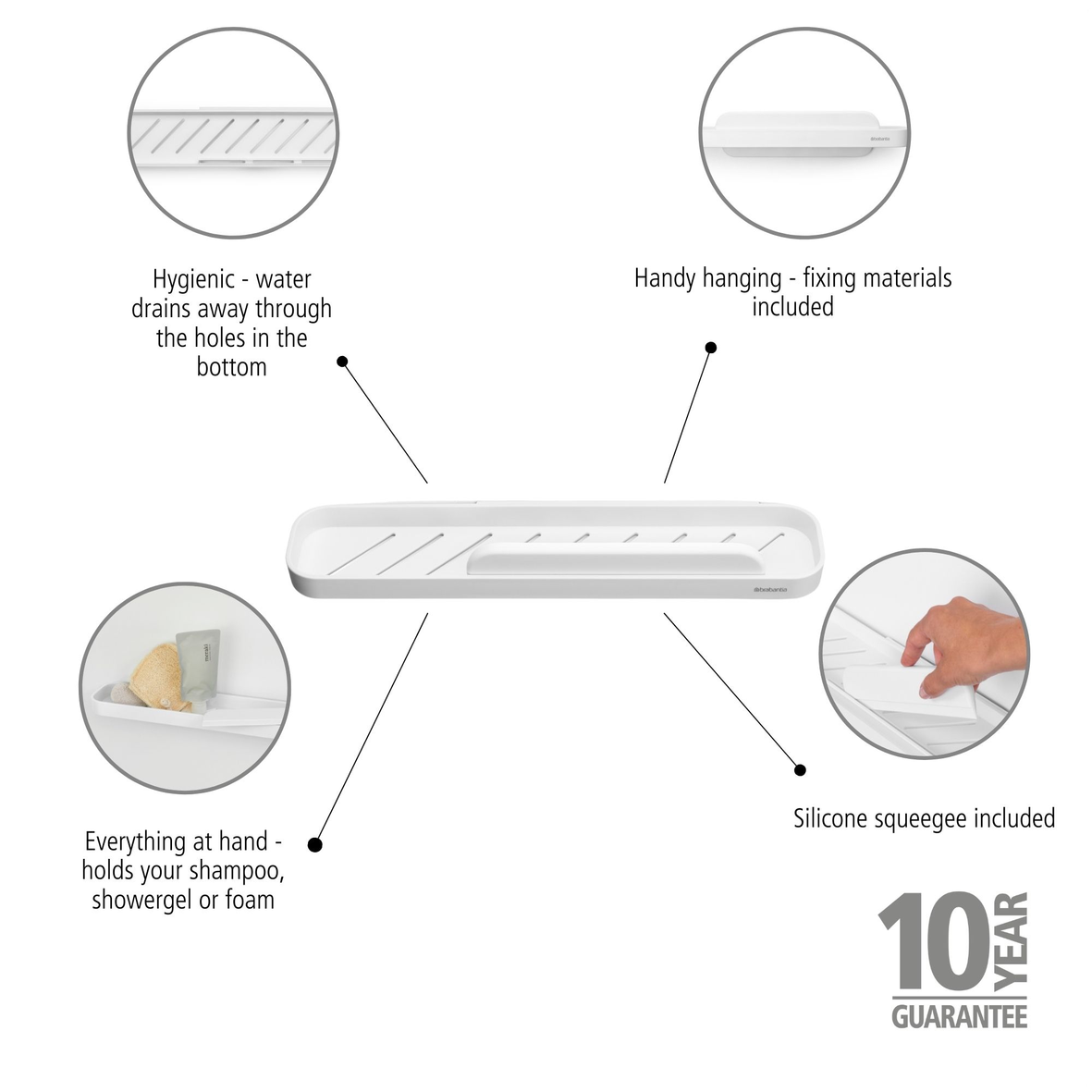 Mindset Shower Shelf with Squeegee