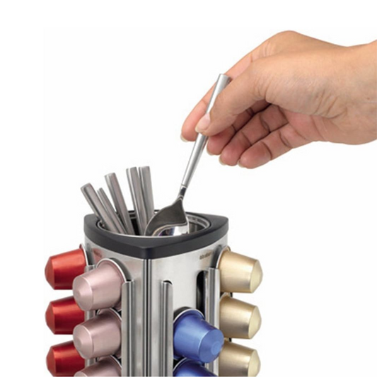 Coffee Capsule Dispenser - Matt Steel/Black