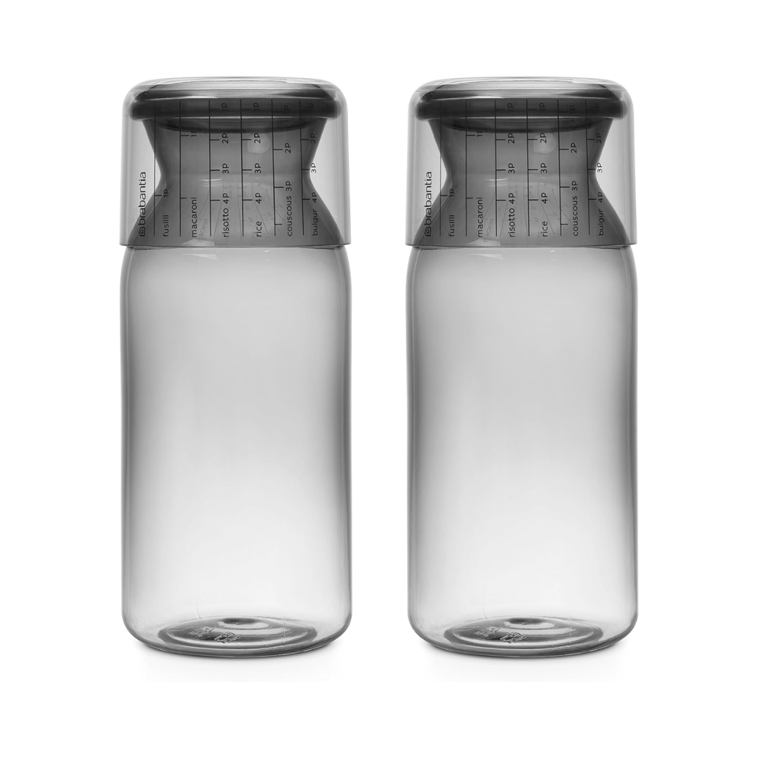 Storage Jar with Measuring Cup (Set of 2) 1.3 Litre - Dark Grey