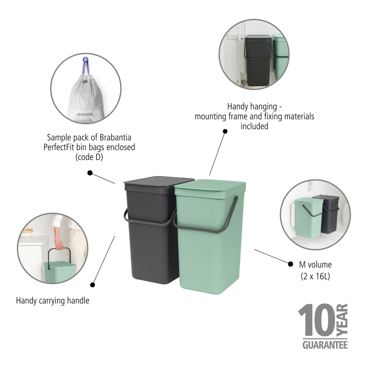 Sort&Go Built-in Bin - 2x16L
