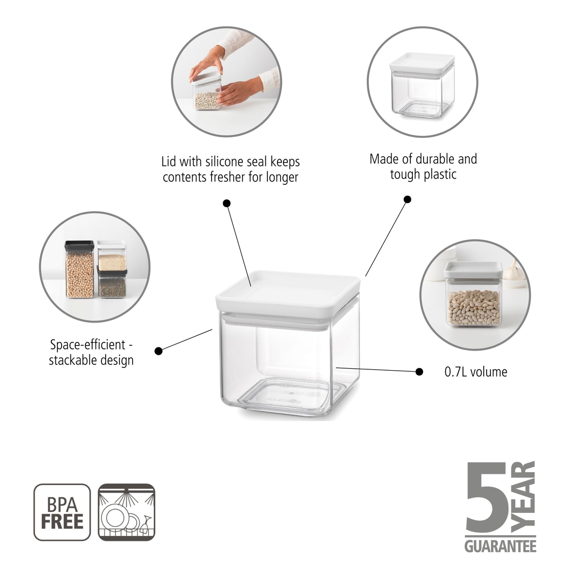 Tasty+ Stackable Square Canister - 0.7L