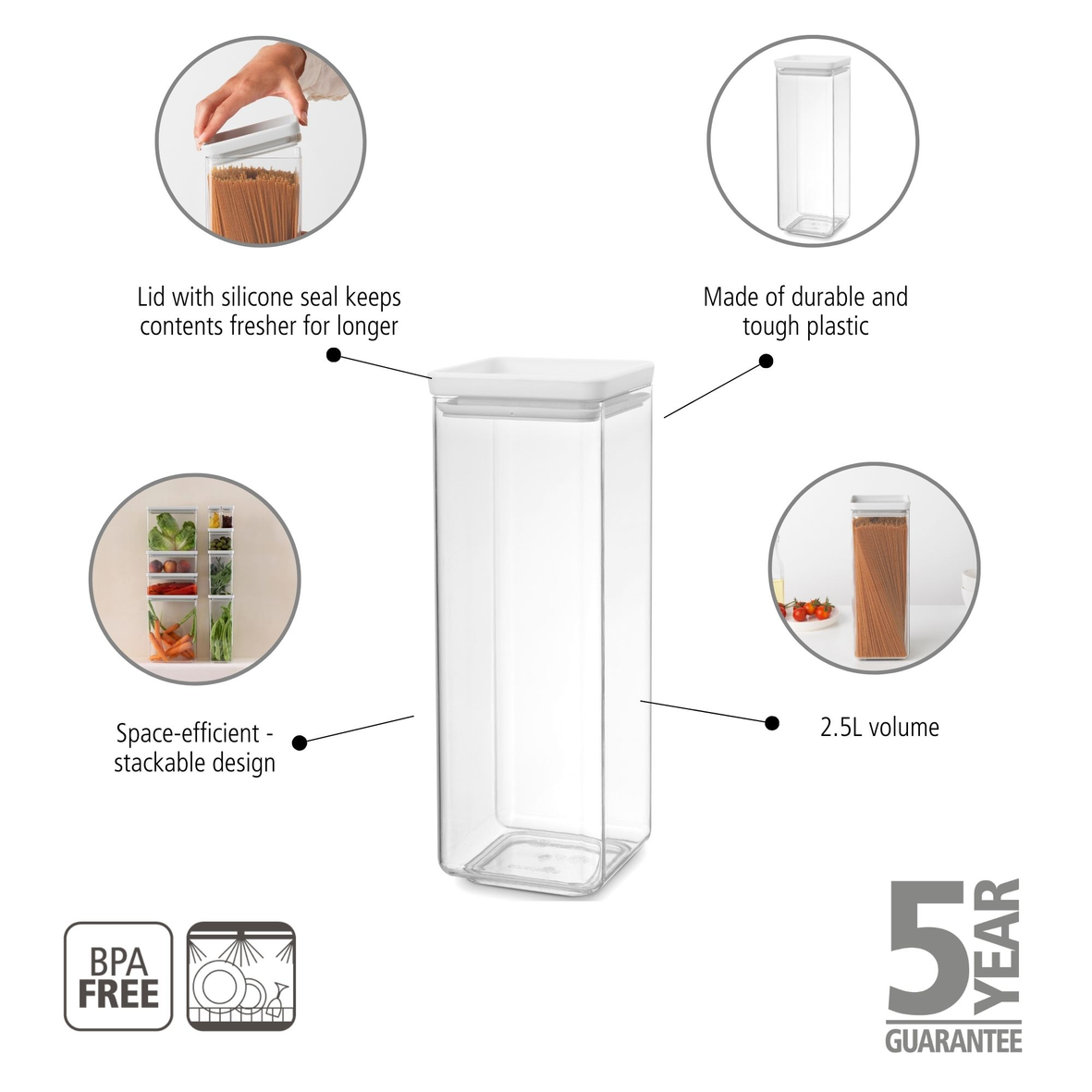 Tasty+ Stackable Square Canister - 2.5L