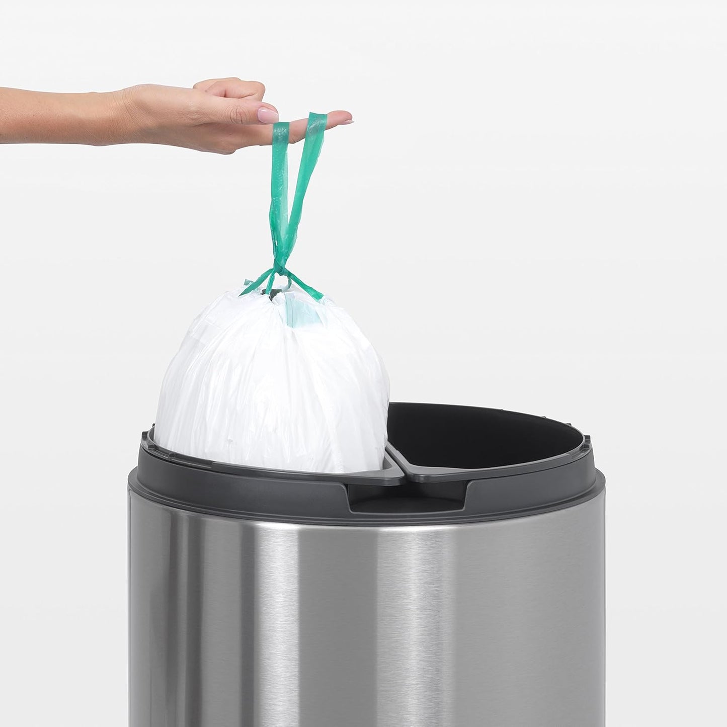 Touch Bin Recycled 2X20 Litre - Matt Steel Fingerprint Proof