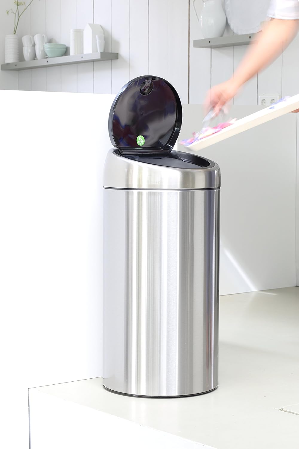 Touch Bin Recycled 2X20 Litre - Matt Steel Fingerprint Proof
