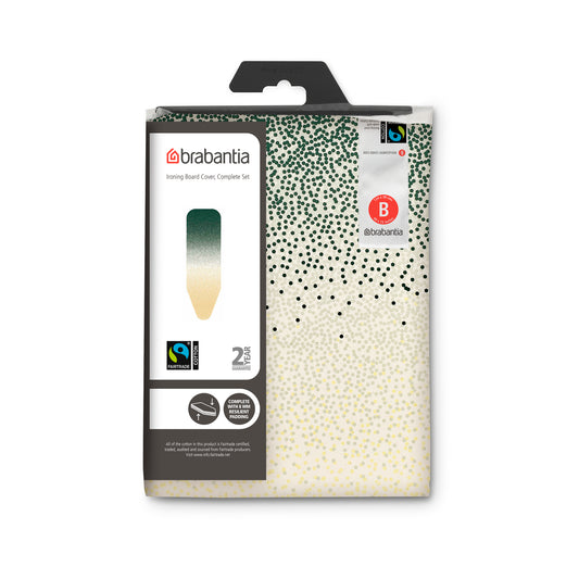 Ironing Board Cover [Size B - 124x38cm] Complete Set - Cotton with 8mm Foam - New Dawn - Fairtrade Cotton