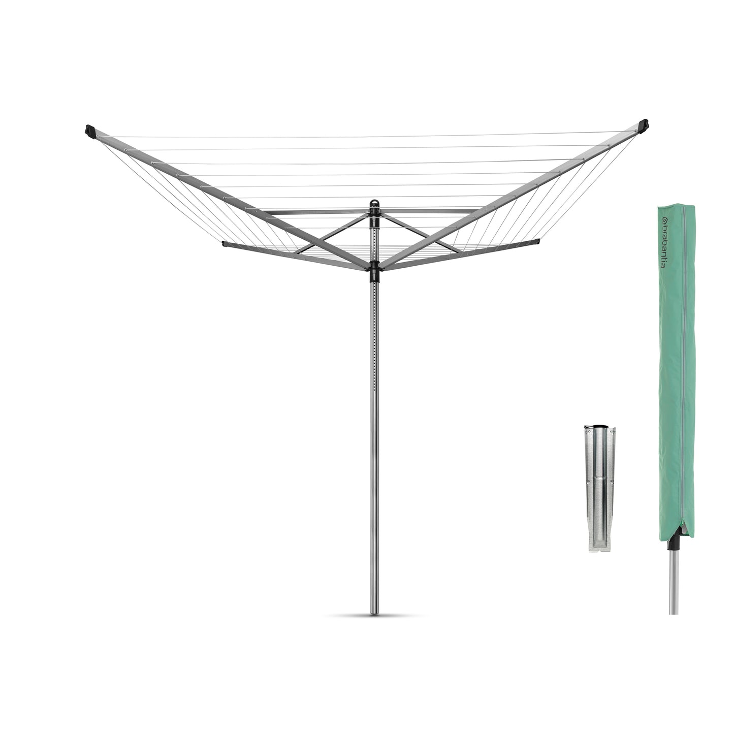 Rotary Lift-O-Matic 4 Arms with Ground Spike (with Cover) Ø 45mm - 60m - Metallic Grey