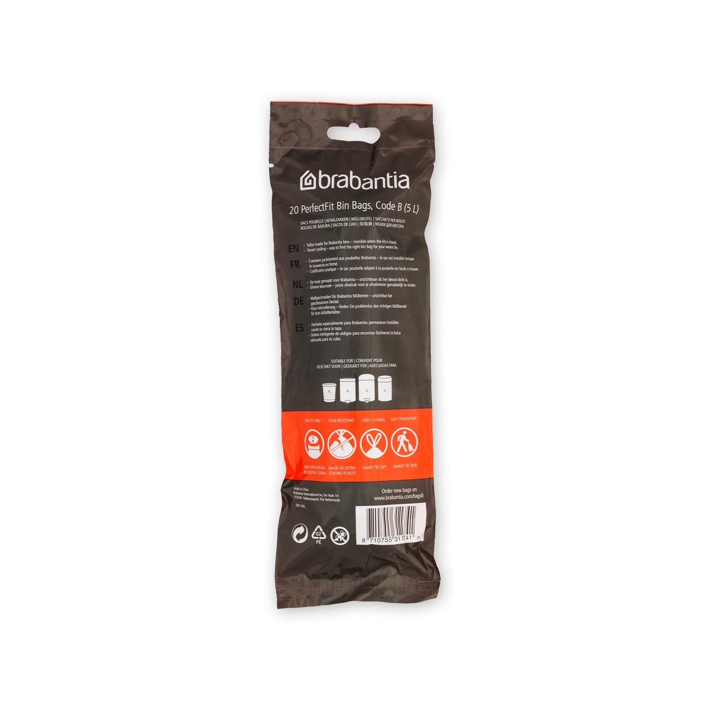 PerfectFit Bags [Code B] Bin Liners - 20 Bags per Roll - 5L - White