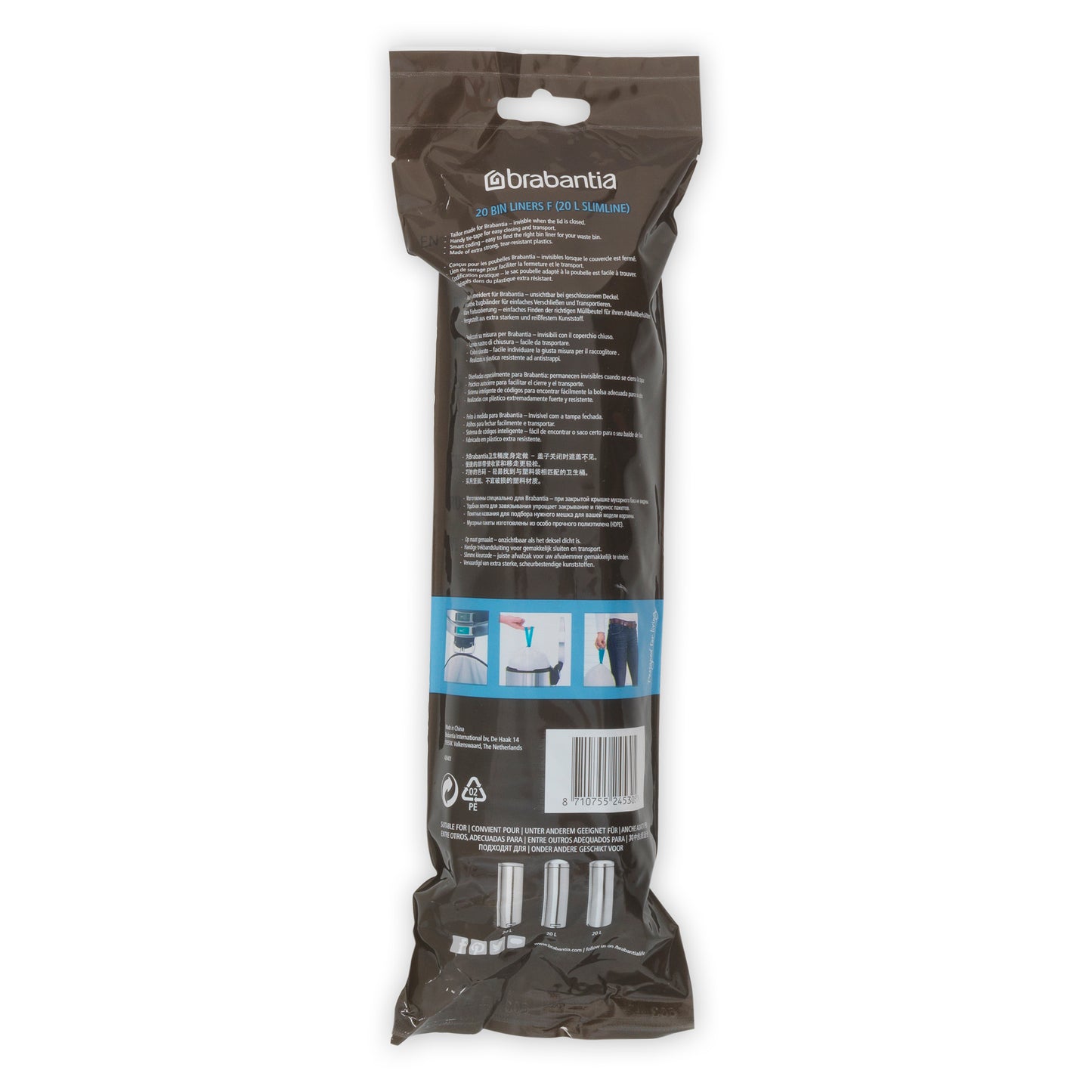PerfectFit Bags [Code F] Bin Liners (Slimline) - 20 Bags/Roll - 20L - White