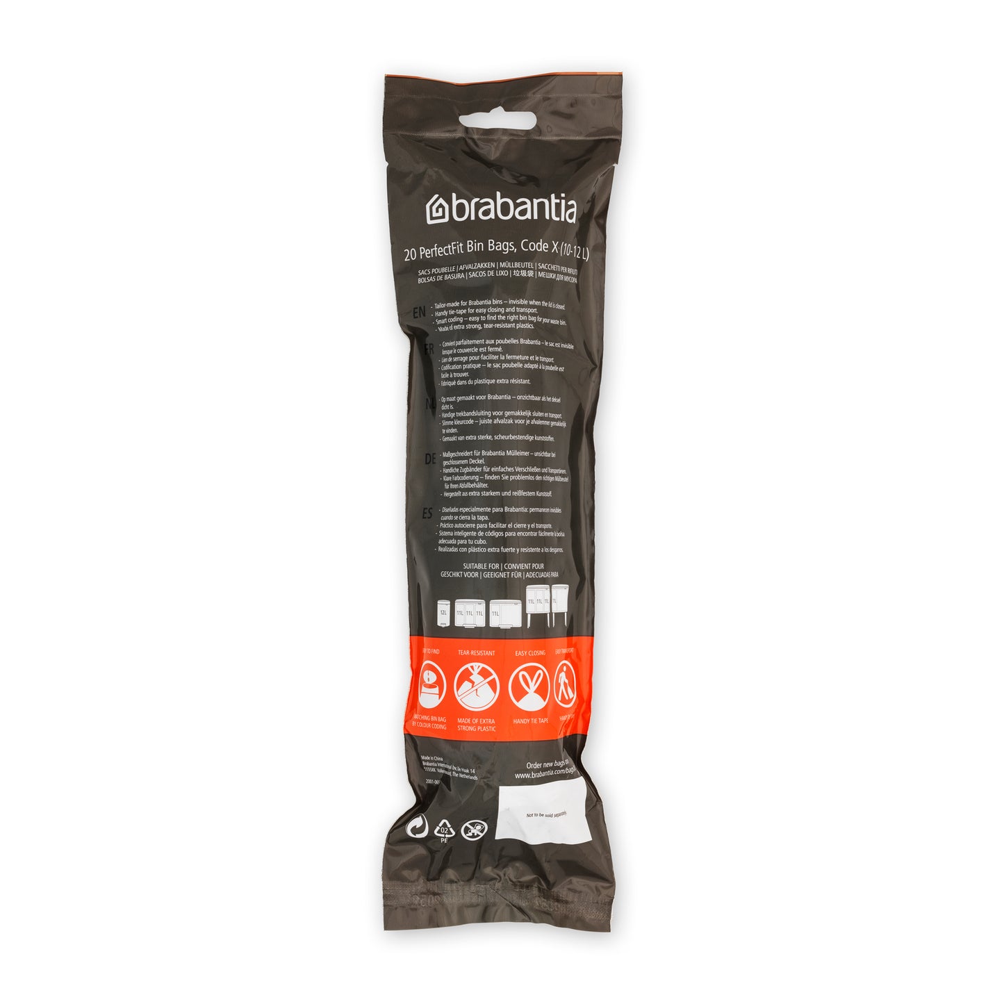 PerfectFit Bags [Code X] Bin Liner - 20 Bags/Roll - 10/12L - White