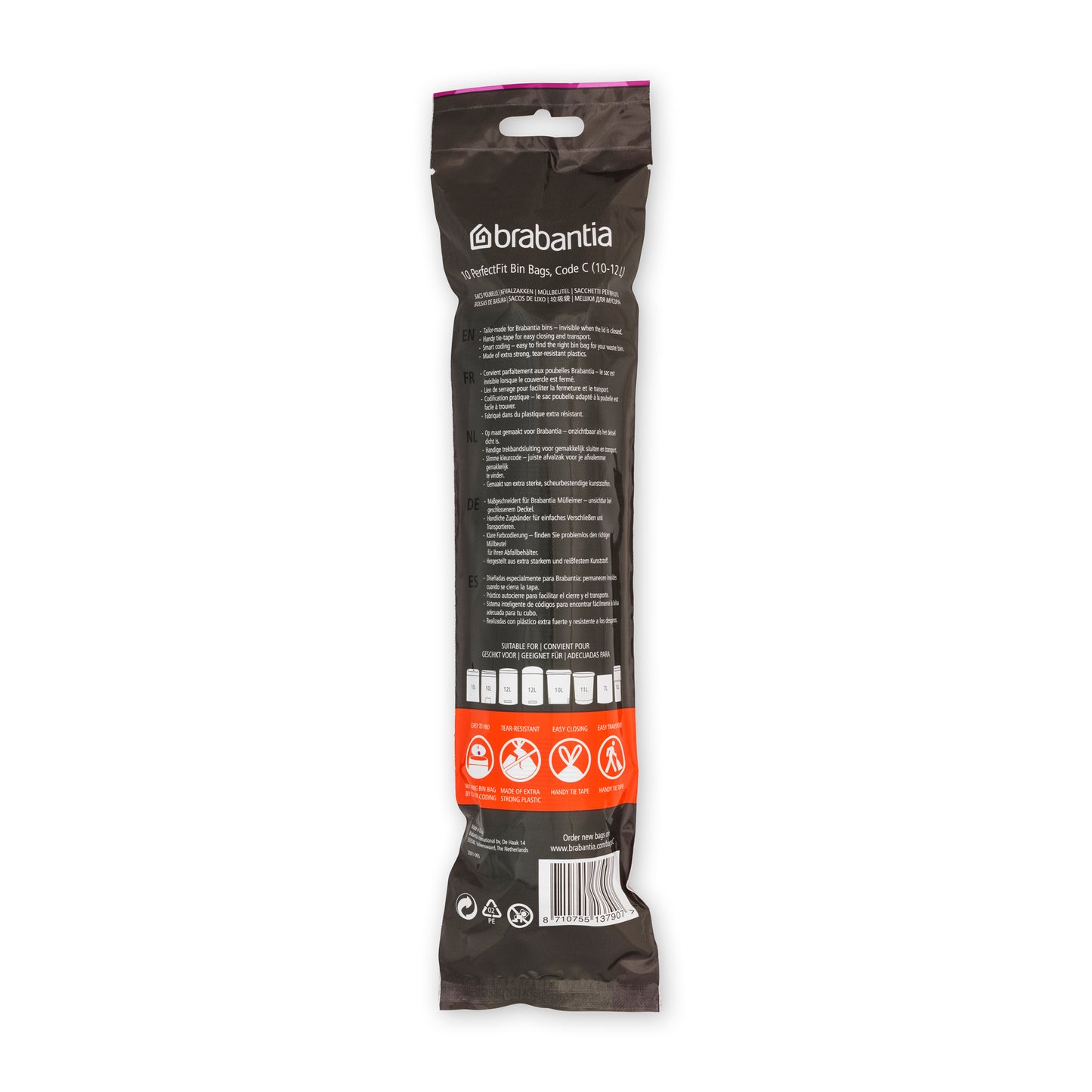 PerfectFit Bags [Code C] Bin Liners - 10 Bags per Roll - 10-12L - White