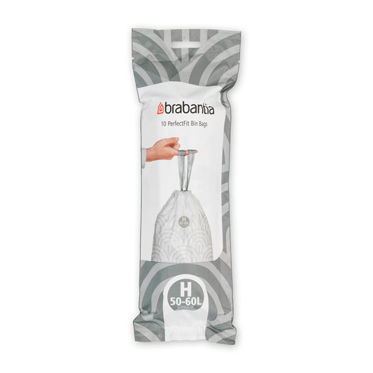 PerfectFit Bags [Code H] Bin Liners - 10 Bags per Roll - 50-60L - White