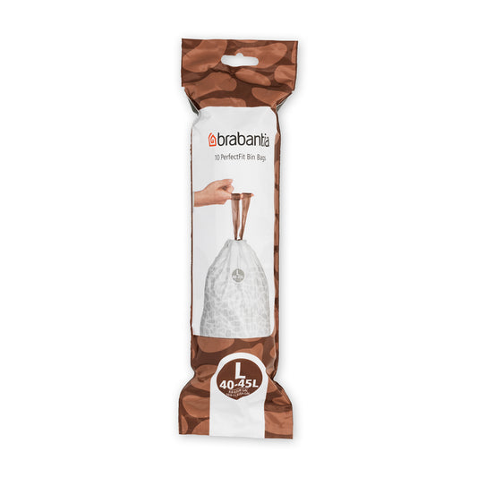 PerfectFit Bags [Code L] Bin Liners - 10 Bags per Roll - 40-45L - White