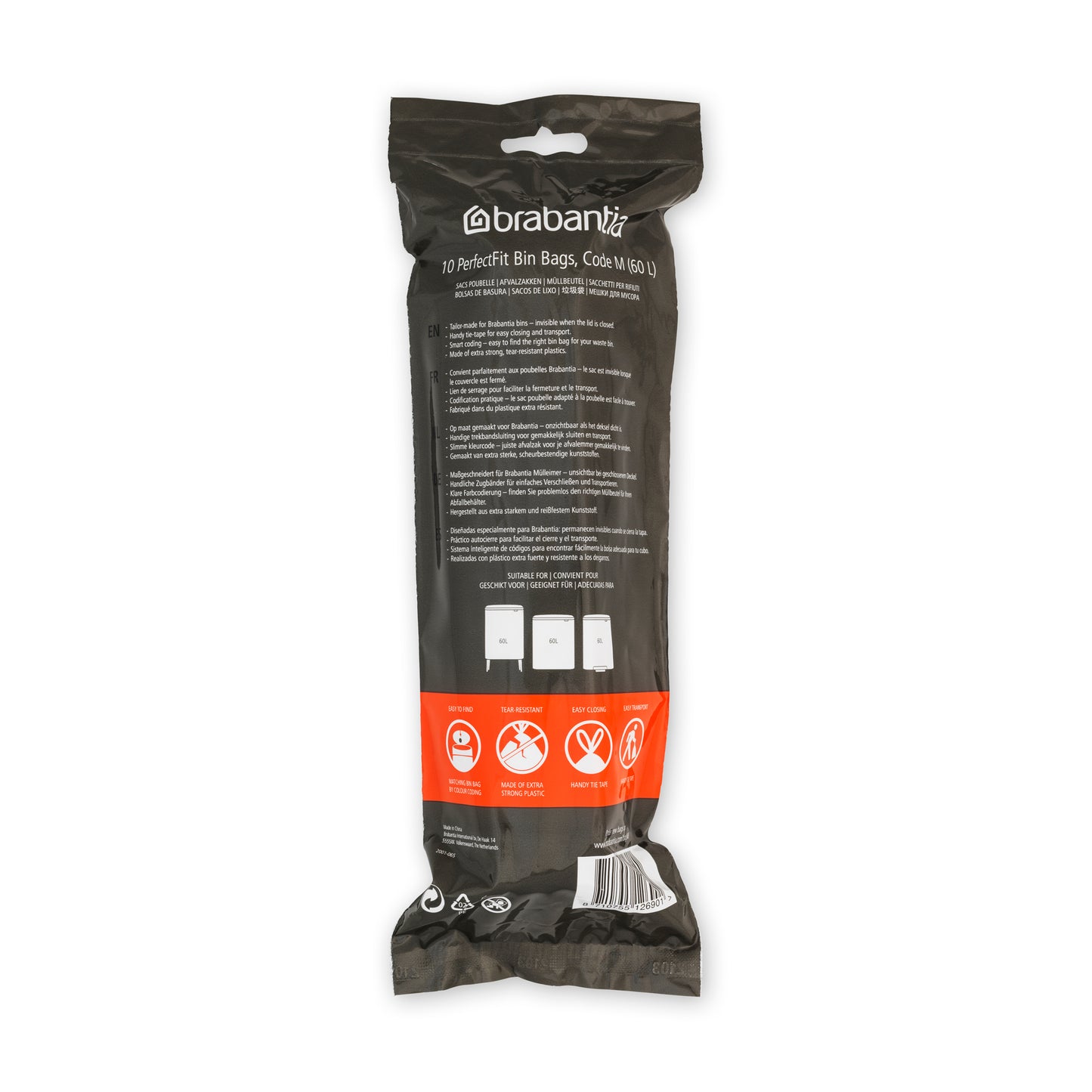 PerfectFit Bags [Code M] Bin Liners - 10 Bags per Roll - 60L - White