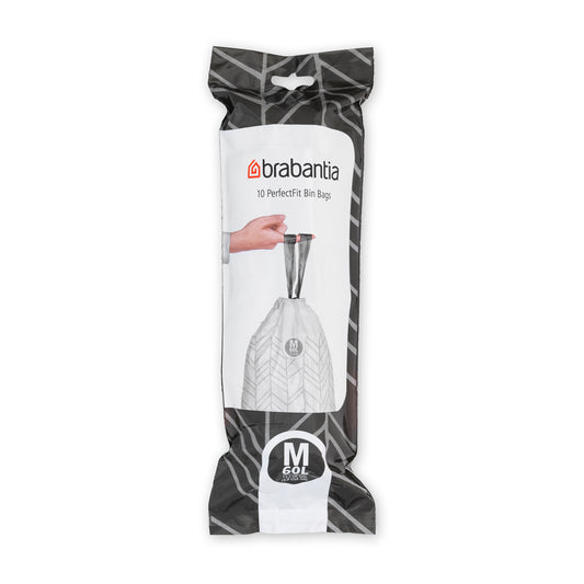 PerfectFit Bags [Code M] Bin Liners - 10 Bags per Roll - 60L - White