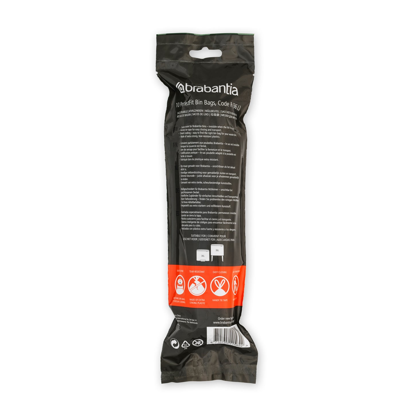 PerfectFit Bags [Code R] Bin Liners - 10 Bags per Roll - 36L - White