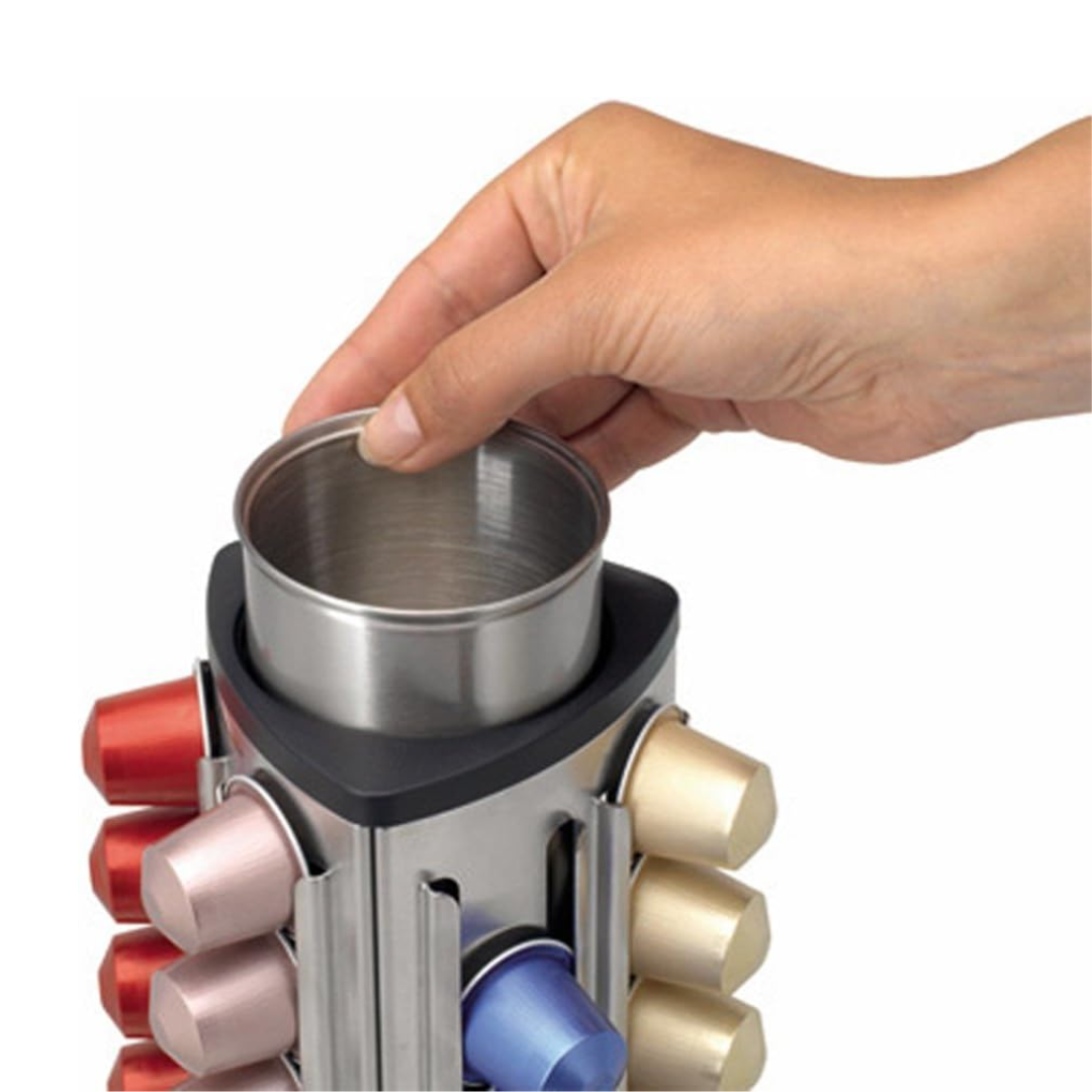 Coffee Capsule Dispenser - Matt Steel/Black