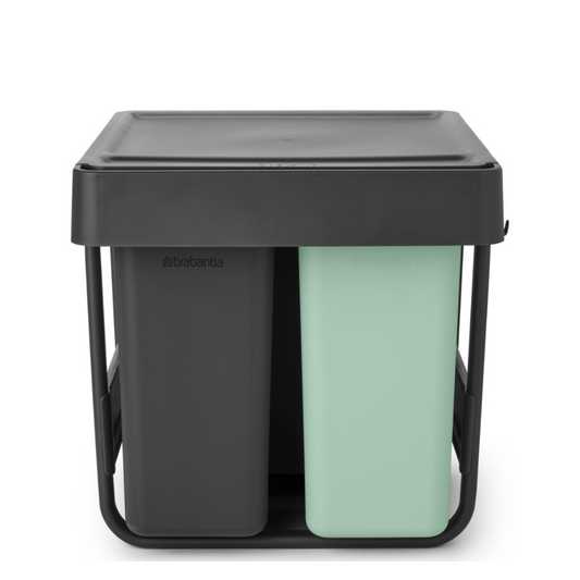 Sort&Go Built-in Bin - 10+10+20L - Dark Grey & Jade Green