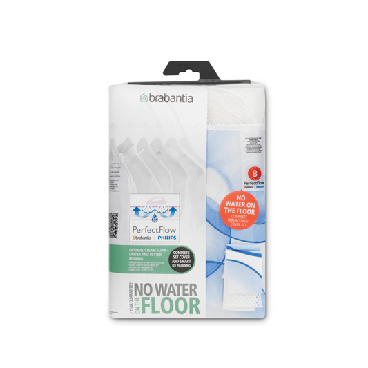 Ironing Board Cover [Size B - 124x38cm] Complete Set - Cotton with 8mm Foam - PerfectFlow