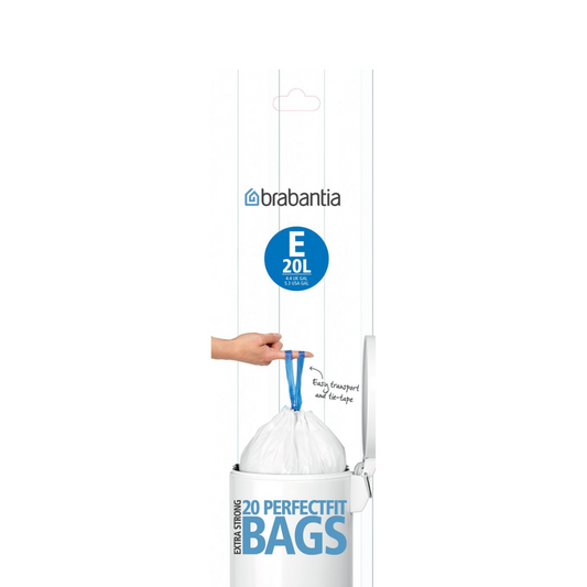 Perfectfit Bags [Code E] Bin Liners - 20 Bags per Rolls - 20L - White