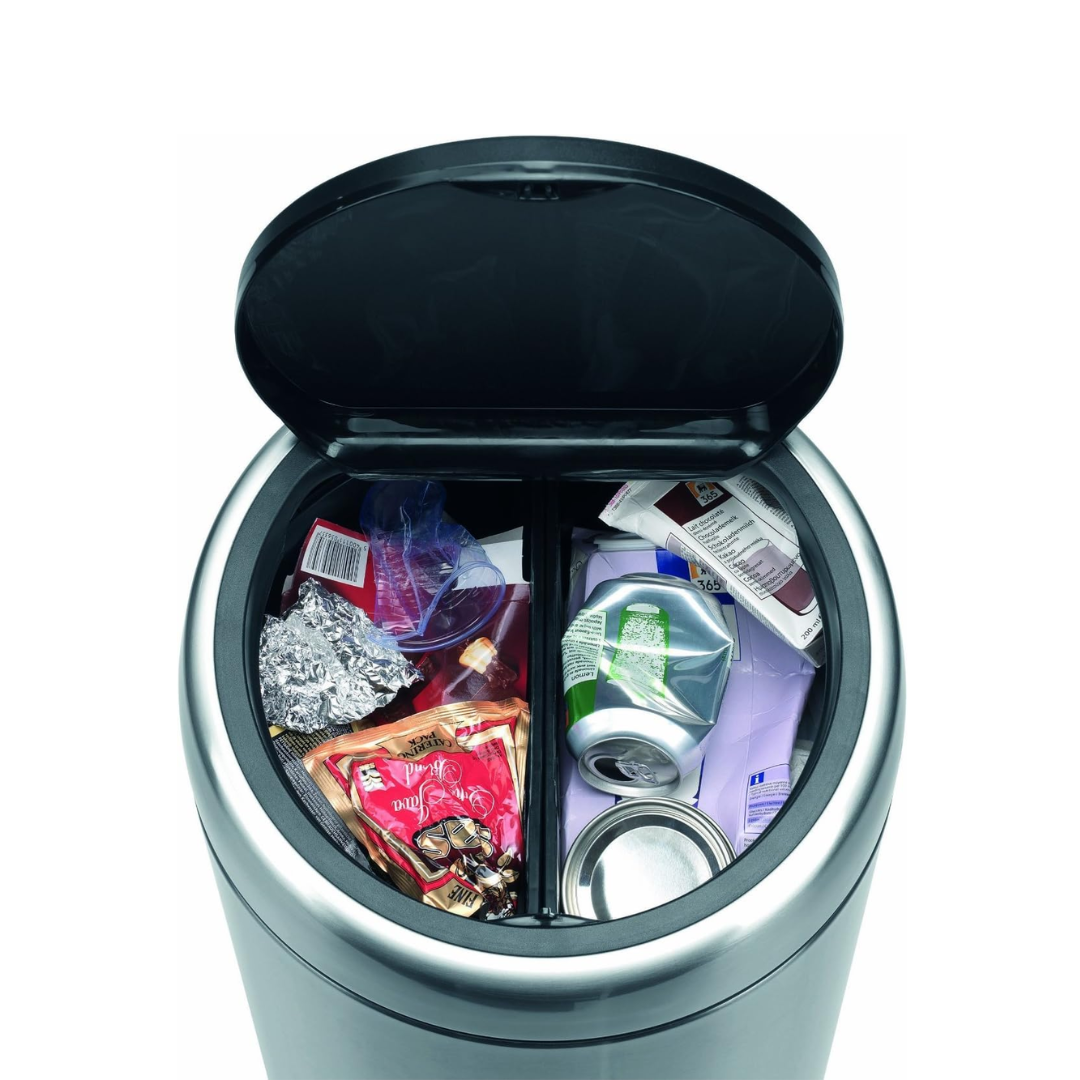 Touch Bin Recycled 2X20 Litre - Matt Steel Fingerprint Proof