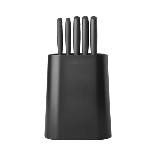 Tasty+ Slice&Dice Drawer Knife Block plus 5 Knives (Chef's, Bread, Carving, Utility, Paring) - Dark Grey