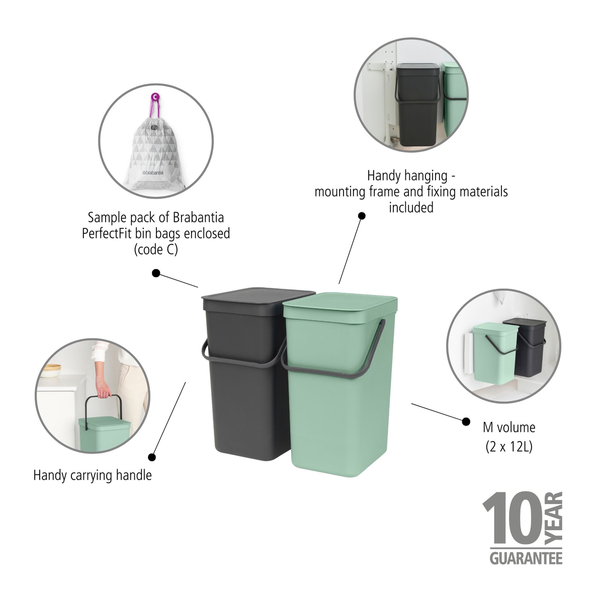 Sort&Go Built-in Bin - 2x12L