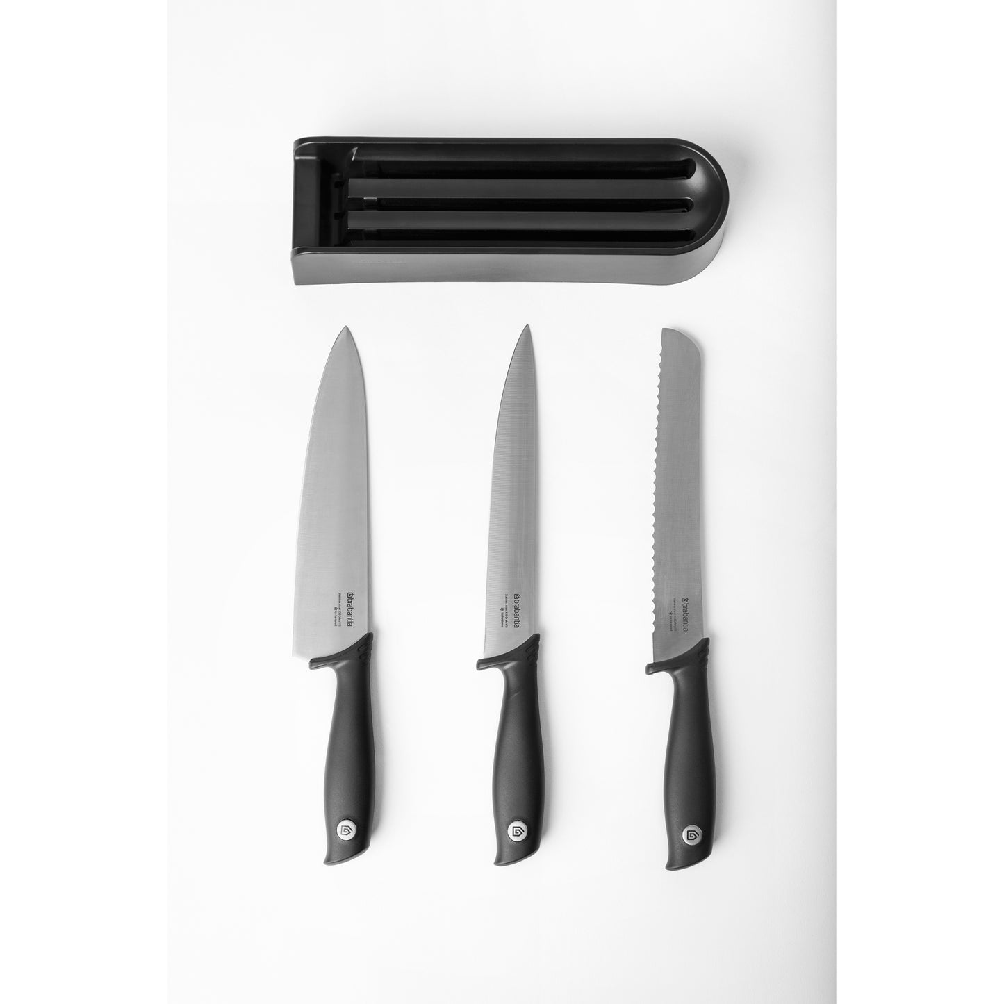 Tasty+ Slice&Dice Drawer Knife Block plus 3 Knives (Chef's, Bread, Carving) - Dark Grey