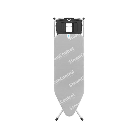 Ironing Board (Size C) Solid Steam Unit Holder - 124x45cm/25mm - Metallic Grey Frame - Aqua Bowl